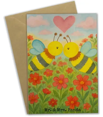 Produktbild von Mr. & Mrs. Panda babykarte Biene Liebe Design - Weiß - Geschenk, einladungskarten, Grußkarten, Grußkarte, osterkarten, weihnachtskarten, dankeskarten