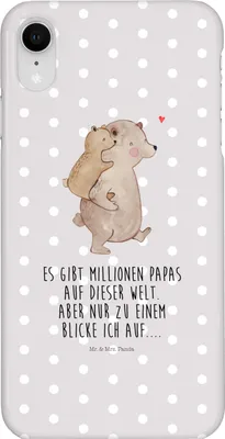 Produktbild von Mr. & Mrs. Panda Iphone XR Handyhülle Papa Bär - Grau Pastell - Geschenk, Handy Case, Premium Kunststoff, Vatertag, Muttertag, Geburtstag