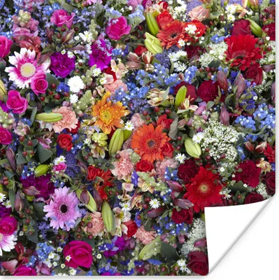 Produktbild von MuchoWow® Poster Ein florales Design mit leuchtenden Farben 100x100 cm - Babyzimmer