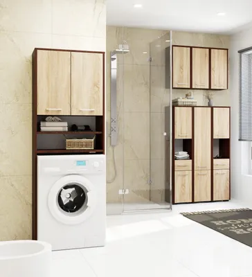 Image de Armoire pour machine à laver avec deux portes, 64 × 30 × 180 cm