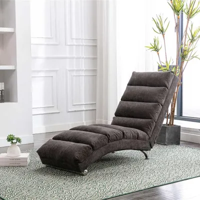 Produktbild von AIORBER Relaxliege mit Vibrationsfunktion, ergonomische Chaiselongue mit Ganzkörperunterstützung, Polsterliege mit Seitentasche und Leinenbezug für Wohnzimmer oder Büro Dunkelgrau