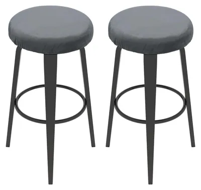 2 Barhockerbezüge aus Flanell, rund, 35-45 cm, dunkelgrau