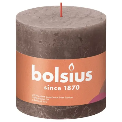 Image de Bolsius Bougies rustiques Shine 3 pcs. 100x100 mm Taupe