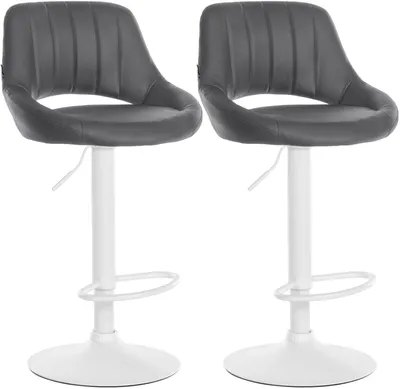 Produktbild von CLP 2er Set Barhocker Milet Kunstleder höhenverstellbar drehbar mit Rückenlehnen grau Material Gestell Metall matt weiss