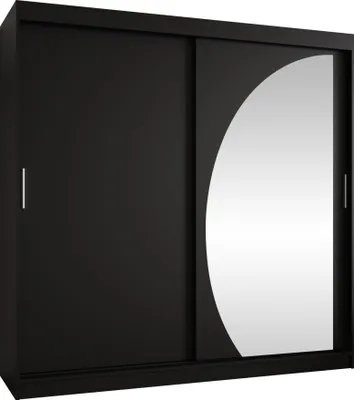 Produktbild von MIRJAN24 Kleiderschrank Wika 200, Schwebetürenschrank mit zwei Kleiderstangen, Garderobe (Farbe: Schwarz, Größe: 200 cm, ohne Schubladen)