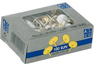 Produktbild von ALCO Reißnägel SUN, Ø 9,5 mm, plastiküberzogen, weiß, 100 Stück