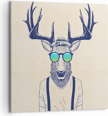 Produktbild von Bild auf Leinwand - Leinwandbild - Hirsch Abstraktion - 50x50cm - Wand Bild - Wanddeko - Wandbilder - Leinwanddruck - Bilder - Kunstdruck - Wanddekoration - Leinwand bilder - Wandkunst - AC50x50-3808