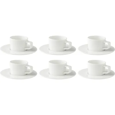 Produktbild von Palmer White Delight, Kaffeetasse mit Untertasse, Ø  16 cm, 15 cl, 6 Stück, weiß Porzellan