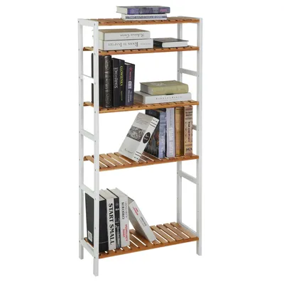 Produktbild von SONGMICS Badregal Bücherregal, 5 Ebenen, stufig höhenverstellbar, Bambus