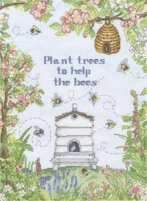 Immagine prodotto di Confezione da ricamo a punto croce Bothy Threads "Help the bees", schema per il conteggio, XAL15, 26x38cm