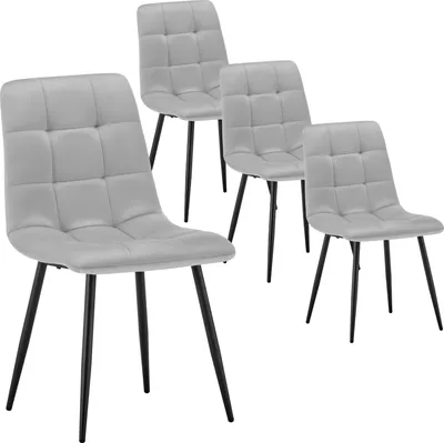 Produktbild von DEULINE Esszimmerstühle Essstühle Samtbezug Polsterstuhl Stühle Esszimmer Stuhl Milano 4er-Set HELLGRAU 521255
