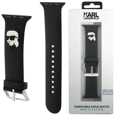 Produktbild von Karl Lagerfeld 3D Gummi Karl Kopf Armband Für Apple Watch 42/44/45/49Mm - Schwarz