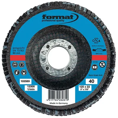 Produktbild von FORMAT Schleifmopteller 12 Grad 125mm K 80 gewöl., Durchmesser:125 mm, Körnung:80