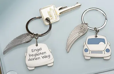 Produktbild von Gilde Schlüsselanhänger " Auto mit Engelsflügel"; Metall