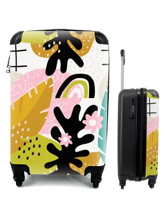 Produktbild von MuchoWow® Koffer Handgepäck Trolley Rollkoffer Kleine Reisekoffer mit 4 Rollen - Blatt - Muster - Dschungel - Cabin Size < 55x40x23 cm & 55x40x20 cm - Fotokoffer - Kabinenkoffer - Boardgepäck - Reise-Box - Reisekoffer - Reisegepäck - Koffer mit Bild - Trolley für Kinder