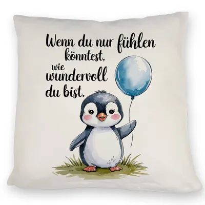 Produktbild von Pinguin mit Ballon - Wundervoll Kissen