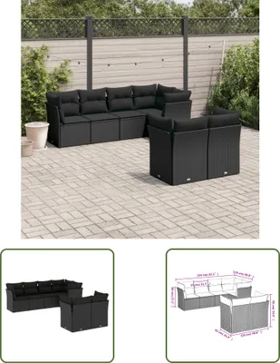 Produktbild von The Living Store 7-tlg. Garten-Sofagarnitur mit Kissen Schwarz Poly Rattan