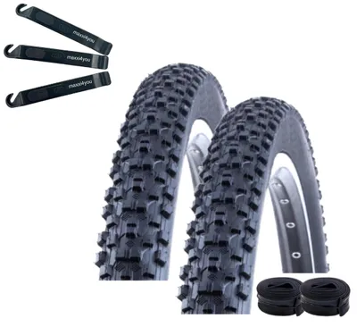 Obrázok produktu pre 2 x pneumatika Kenda K-1027 pre horské bicykle (MTB), rozmer 27,5 x 2,10 (52-584), čierna + 2 x vhodné duše SV vrátane páčidiel na montáž pneumatík