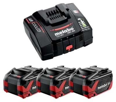 Image de Metabo Set de base 3x bloc batterie LiHDX 18 V 8,0 Ah ( 3x 624975000 ) + chargeur ASC 290 ( 627370000 )