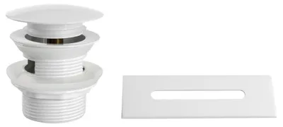 Productafbeelding van Aqualine SET, overloopafdekking, afvoer voor badkuip 6/4", klik-klak sluiting, glanzend wit