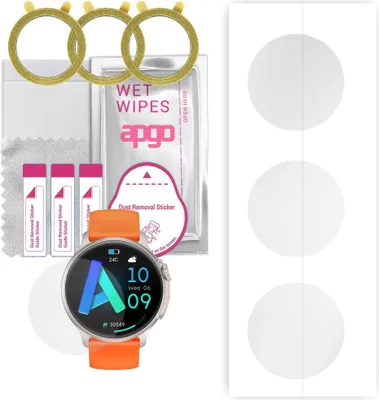 Produktbild von apgo 3 Stück Schutzfolie, klar, kompatibel mit Rubicon RNCF12 Smartwatch, Hydrogel Displayschutzfolie mit Positionierhilfe, Displayfolie, robust und kratzfest