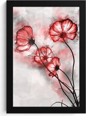 Produktbild von MuchoWow® MuchoWow® Gerahmtes Poster Blumen - Aquarell - Rot 20x30 cm - Poster mit zchwarzem Bilderrahmen - Drucken - Bilder Poster im Rahmen