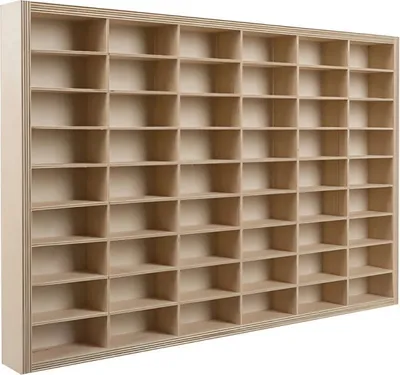 Produktbild von KRUZZEL Sammlervitrine Holz zu 80 Fächen 78,5 x 50 x 4,5 cm - Setzkasten Holz für Ihre Sammlung - Organisation Schaukasten für Autos - Matchbox Regal - Spielzeugauto Sufbewahrung 21997, Größe:54 Fächer