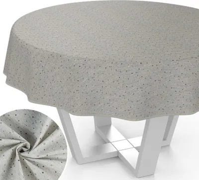 Produktbild von Tischdecke Sterne aus Textil mit Exclusiven Motiven wasserabweisend Tischtuch Tischwäsche Aquarell Grau Rund 120cm mit Paspelband