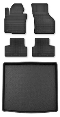 Image de Tapis en caoutchouc + bac de coffre pour BMW Seria 2 F44 2020- (coupé) – 5 pièces, noirs, semi-universel, adapté