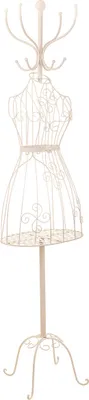 Produktbild von WANDERLUST DECO Bílý kovaný věšák s panenkou, 41x30x155V cm