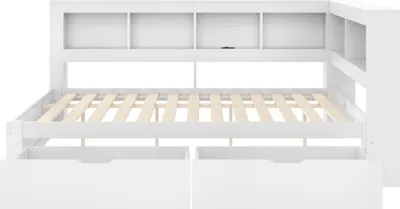 Immagine prodotto di okwish divano letto 140x200 daybed con materasso, letto per ragazzi con due cassetti e rete a doghe, daybed con presa di corrente e 2 porte USB, bianco