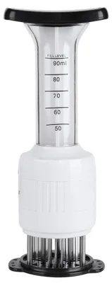 Produktbild von Professioneller Fleischzartmacher – Fleischspritze – Marinadeninjektor – Edelstahl – 6,5 x 6,5 x 22,5 cm – Verbessert die Kochleistung – Fleischinjektor