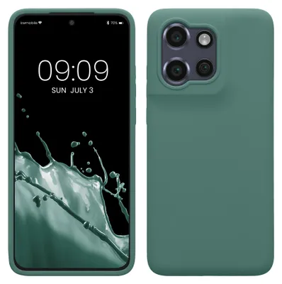 Produktbild von kwmobile Handyhülle für Motorola Edge 60 Neo / Edge 50 Neo / ThinkPhone 25 Hülle - Case Silikon - Kabelloses Laden - Schutzhülle Cover in Tannengrün