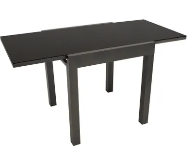 Produktbild von DEGAMO Balkontisch Gartentisch Ausziehtisch ELBA 70x70cm, ausziehbar auf 140cm, Gestell Aluminium  dunkelgrau + Glas schwarz