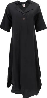 Produktbild von Luftiges Sommerkleid, Shirtkleid, Baumwoll Maxikleid - Schwarz, Damen, Baumwolle, Kleider