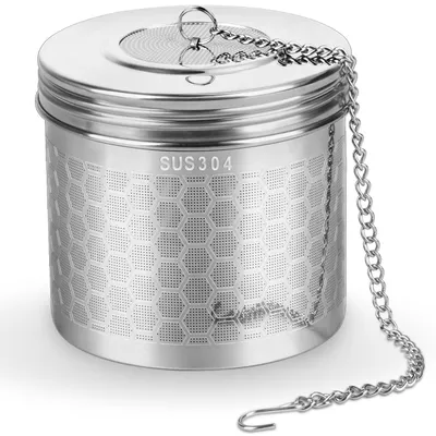 Gewürzsieb, extra groß, 304 Edelstahl, Ø 7,6 cm, mit Kette