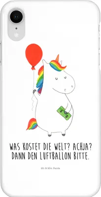 Produktbild von Mr. & Mrs. Panda Iphone XR Handyhülle Einhorn Luftballon - Weiß - Geschenk, Unicorn, Geld, Freundin, Einhörner, Premium Kunststoff, Handy Case