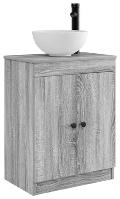 Image de Armoire de salle de bain avec lavabo vidaXL, gris Sonoma, 54 x 35 x 83 cm