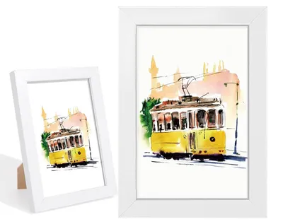 Productafbeelding van Fotolijstjes - Houten fotolijsten, geschikt om neer te zetten en op te hangen - 13x18 cm - Wit - Set van 2