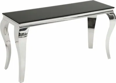 Produktbild von Casa Padrino Barock Edelstahl Konsole mit Glasplatte Silber / Schwarz 145 cm