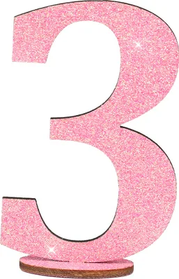 Produktbild von Oblique Unique Zahl 3 Aufsteller aus Holz mit Glitzer Dekoration für Geburtstag Jubiläum Deko Tischdeko - rosa