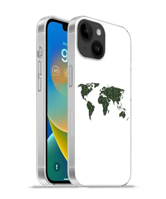 Produktbild von MuchoWow® Handyhülle Schutzhülle Hülle für Apple iPhone 14 - Softcase Weltkarte - Grün - Blätter Silikon Softcase Handy Hülle - Mobiltelefonhülle
