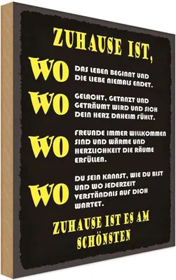Produktbild von vianmo Holzschild 18x12 cm Zuhause ist wo Leben und Liebe Spruch Zitat