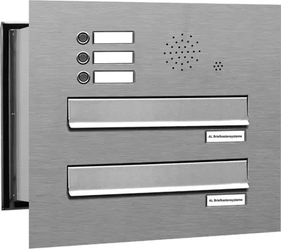 Produktbild von 2er V2A Edelstahl Briefkastenanlage Mauerdurchwurf 3 Klingel