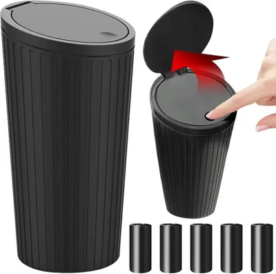 Image de Azomor : mini-poubelle compacte et étanche avec couvercle, pour la voiture et le bureau