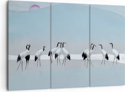 Produktbild von Bild auf Leinwand - Leinwandbild - 3 Teile - Vögel Kraniche Natur - 105x70cm - Wand Bild - Wanddeko - Wandbilder - Leinwanddruck - Bilder - Wanddekoration - Leinwand bilder - Wandbild - CE105x70-4921