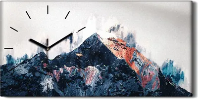 Produktbild von Wanduhr Bürouhr Leinwand Bild Geräuschlos 60x30 Malerei Abstrakte Kunst Berg - schwarze Hände