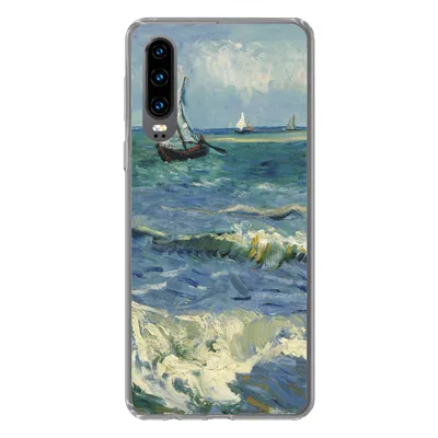 Produktbild von MuchoWow® Handyhülle Schutzhülle Hülle für Huawei P30 Meereslandschaft bei Les Saintes-Maries-de-la-Mer - Vincent van Gogh Silikon Softcase Handy Hülle - Kartenbesitzer