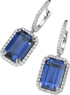 Produktbild von Creolen Giorgio Martello Milano mit Ziersteinen, Silber 925 Blau 3 cm