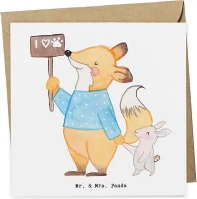 Produktbild von Mr. & Mrs. Panda Grußkarte Tierschützer Herz - Weiß - Geschenk, anlasskarte, faltkarte, Glückwunschkarte, doppelkarte, Klappkarte